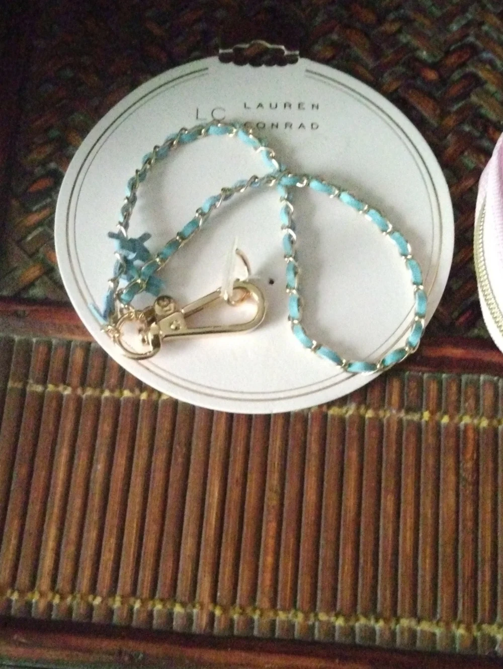 LC Lauren Conrad Gold-Tone Clasp with Turquoise Braided Strap